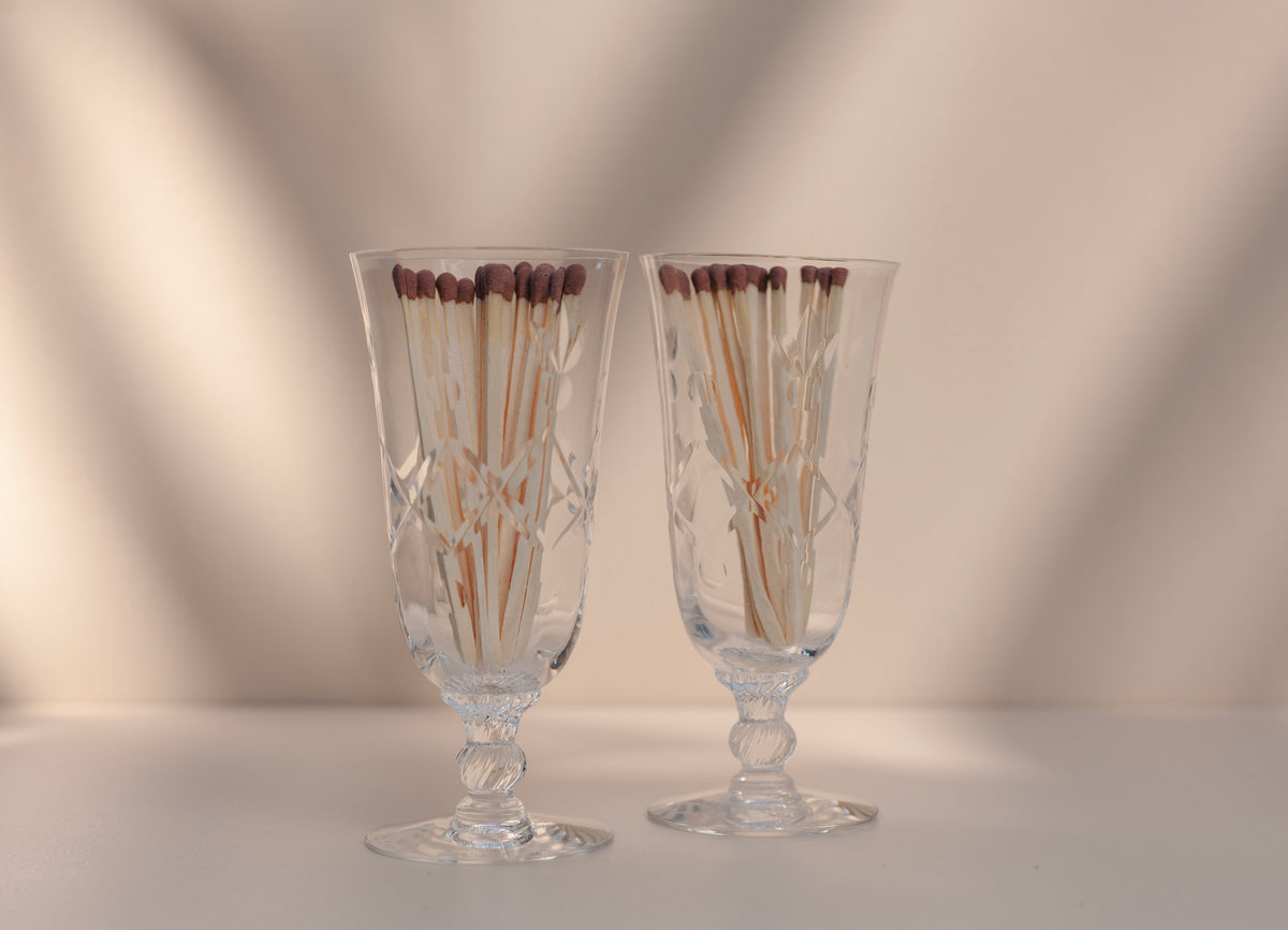 Lucienne Vintage Etched-Glass Match Holder