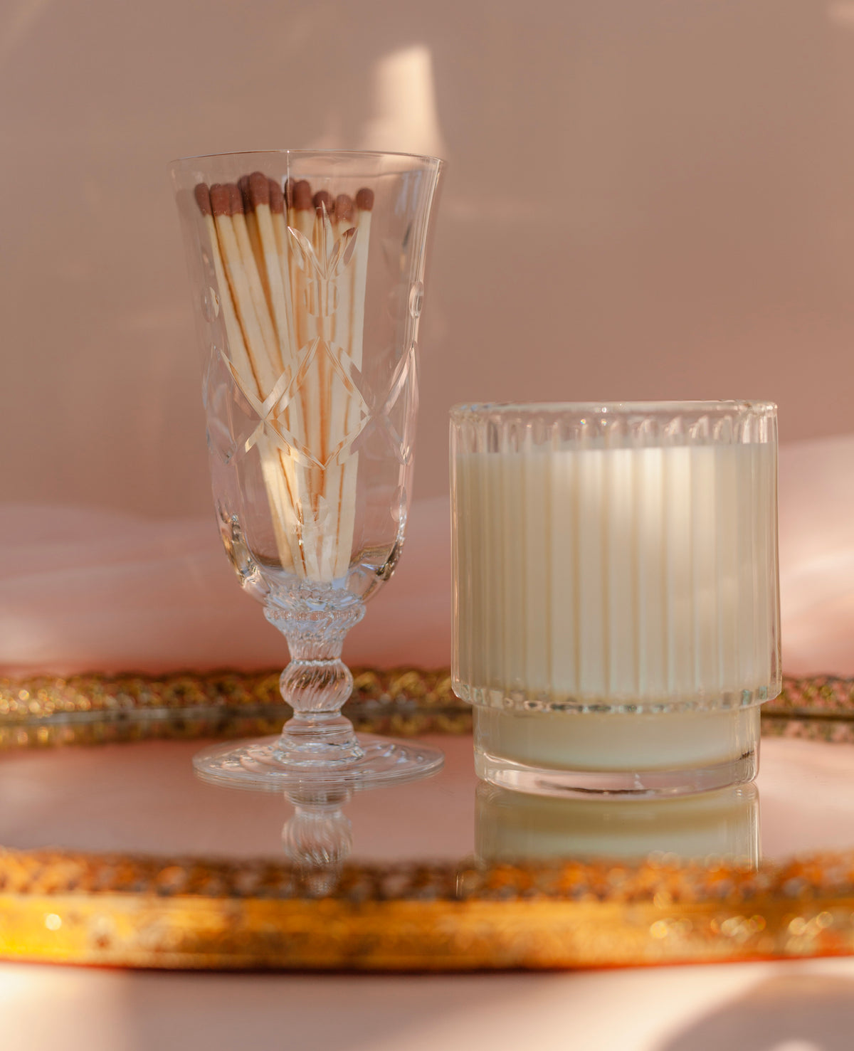 Lucienne Vintage Etched-Glass Match Holder