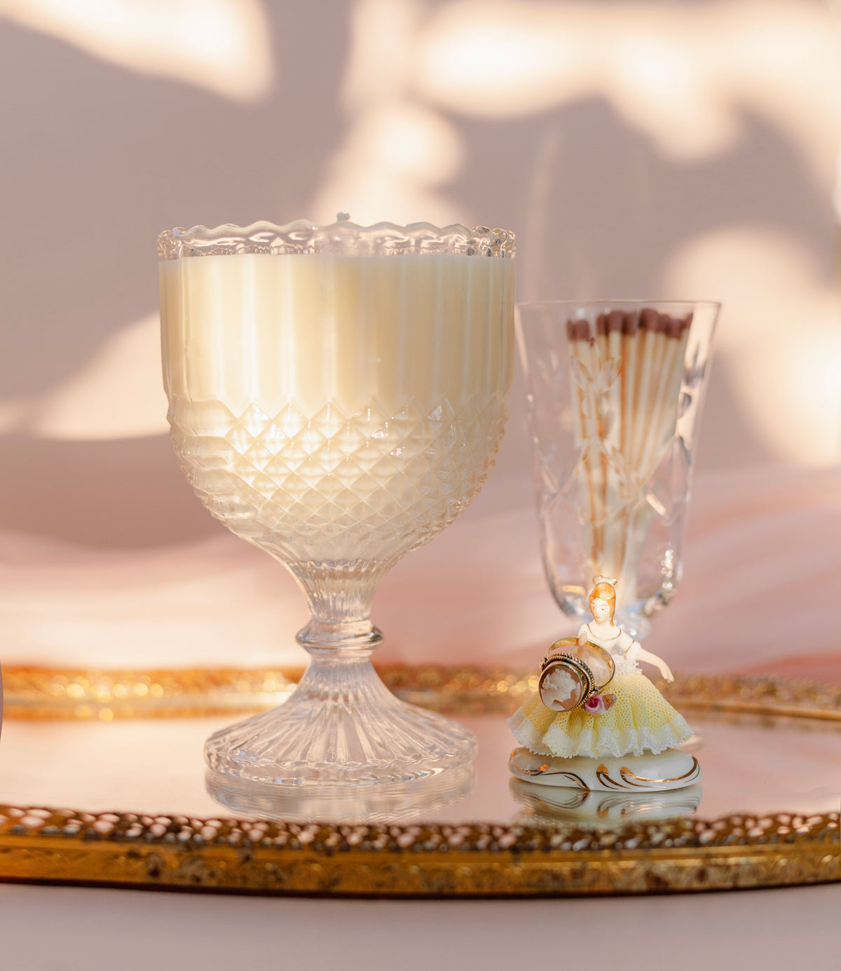 Vivianne Vintage Pedestal Glass Custom-Poured Candle