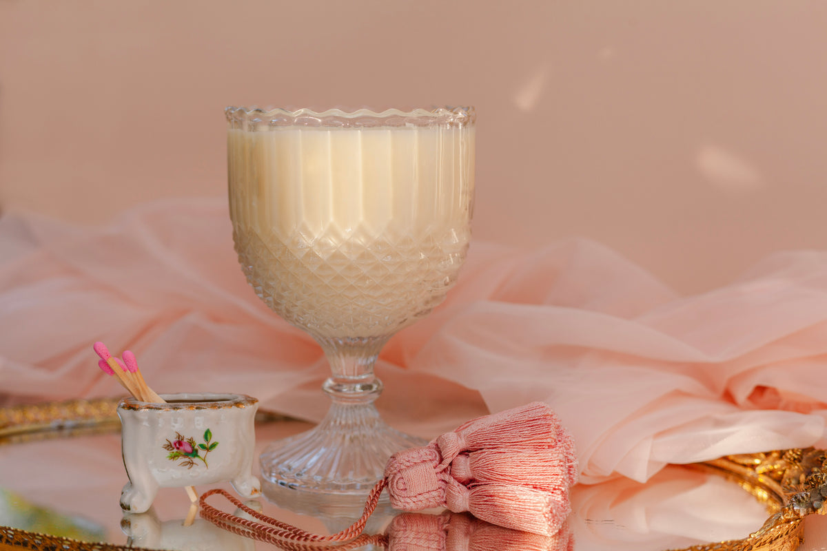 Vivianne Vintage Pedestal Glass Custom-Poured Candle
