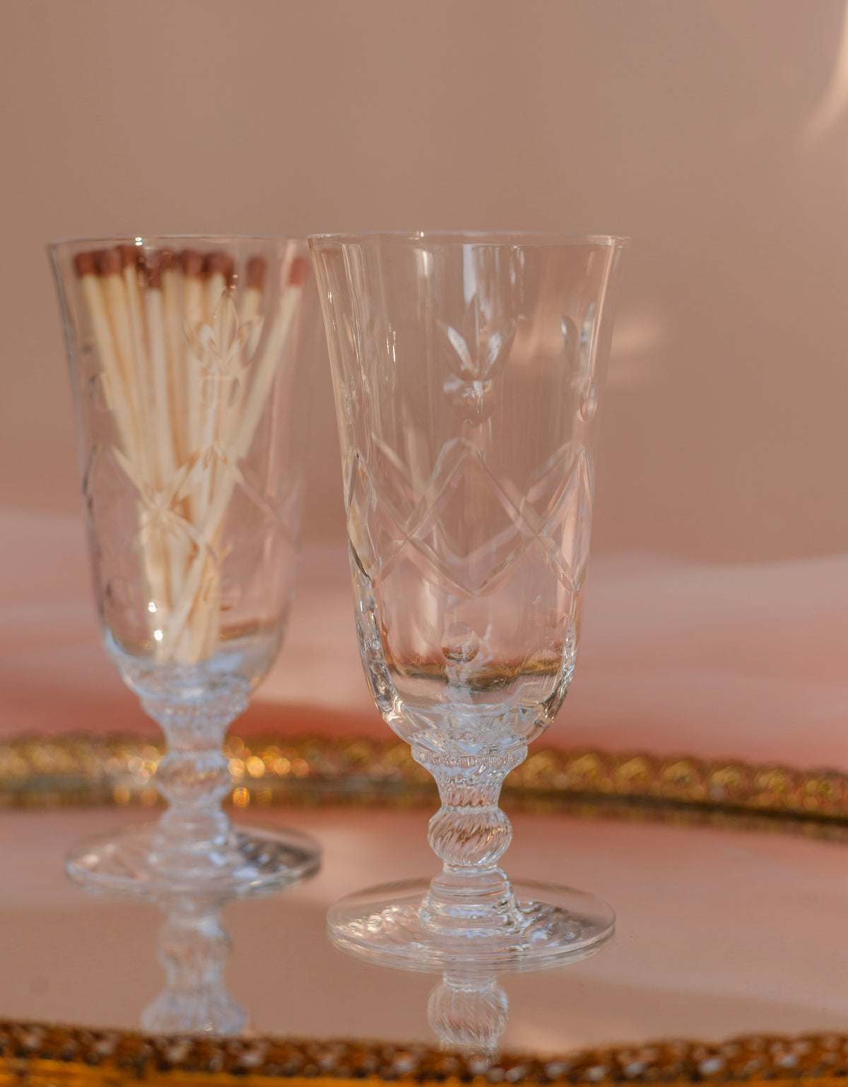 Lucienne Vintage Etched-Glass Match Holder